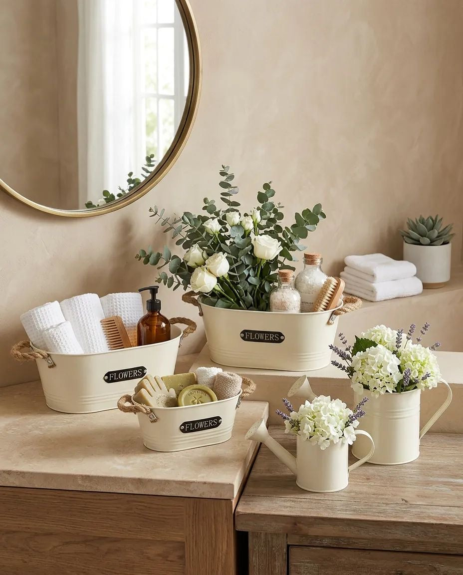 Flowers 5 Parça Saksı Seti Beyaz KOD:5788-5796
