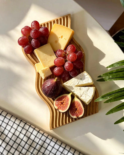 Gökkuşağı Dalgalı Model Bambu Peynir Tabağı Sunumluk