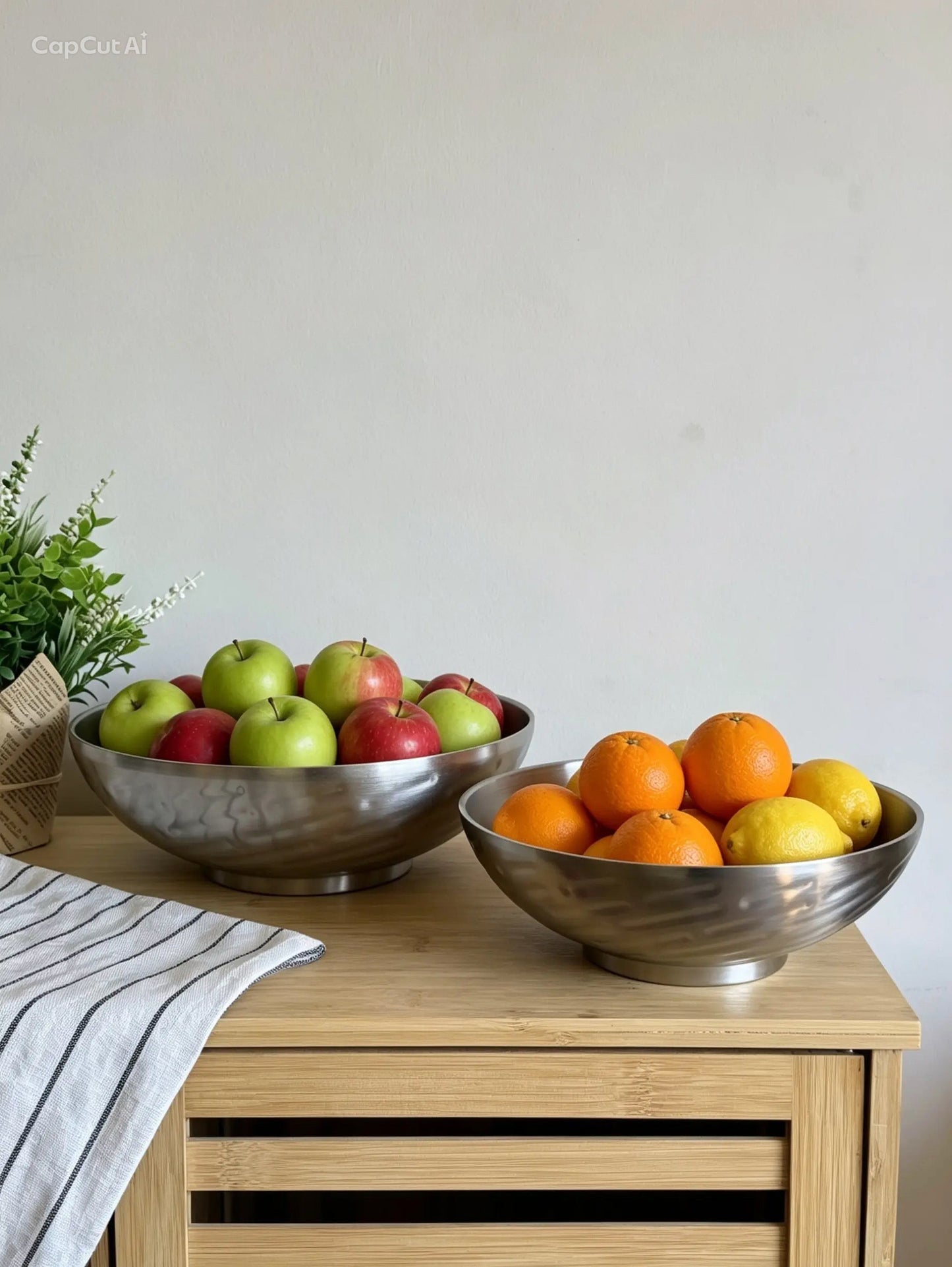Garden Çift Çidarlı Çizgili İki Boy Çelik Sunum Kase KOD:10076-77