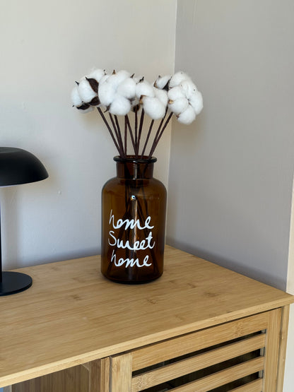 Home Sweet Amber Cam Vazo 10 lu Pamuk Demeti Hediye KOD:1076-6222