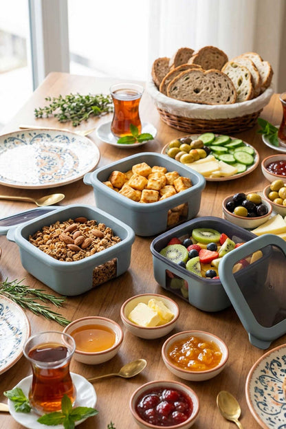 3'lü Şeffaf Kapaklı Kahvaltılık ve Saklama Kabı Seti