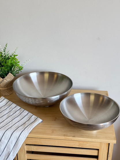 Garden Çift Çidarlı Çizgili İki Boy Çelik Sunum Kase KOD:10076-77
