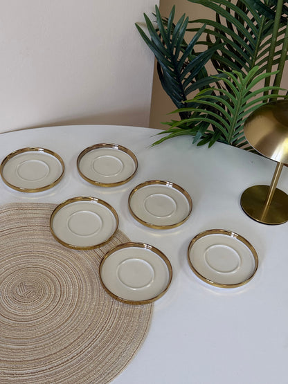 Pama Porselen Yaldızlı Çay Altlığı Seti Gold 6 Adet KOD:0575