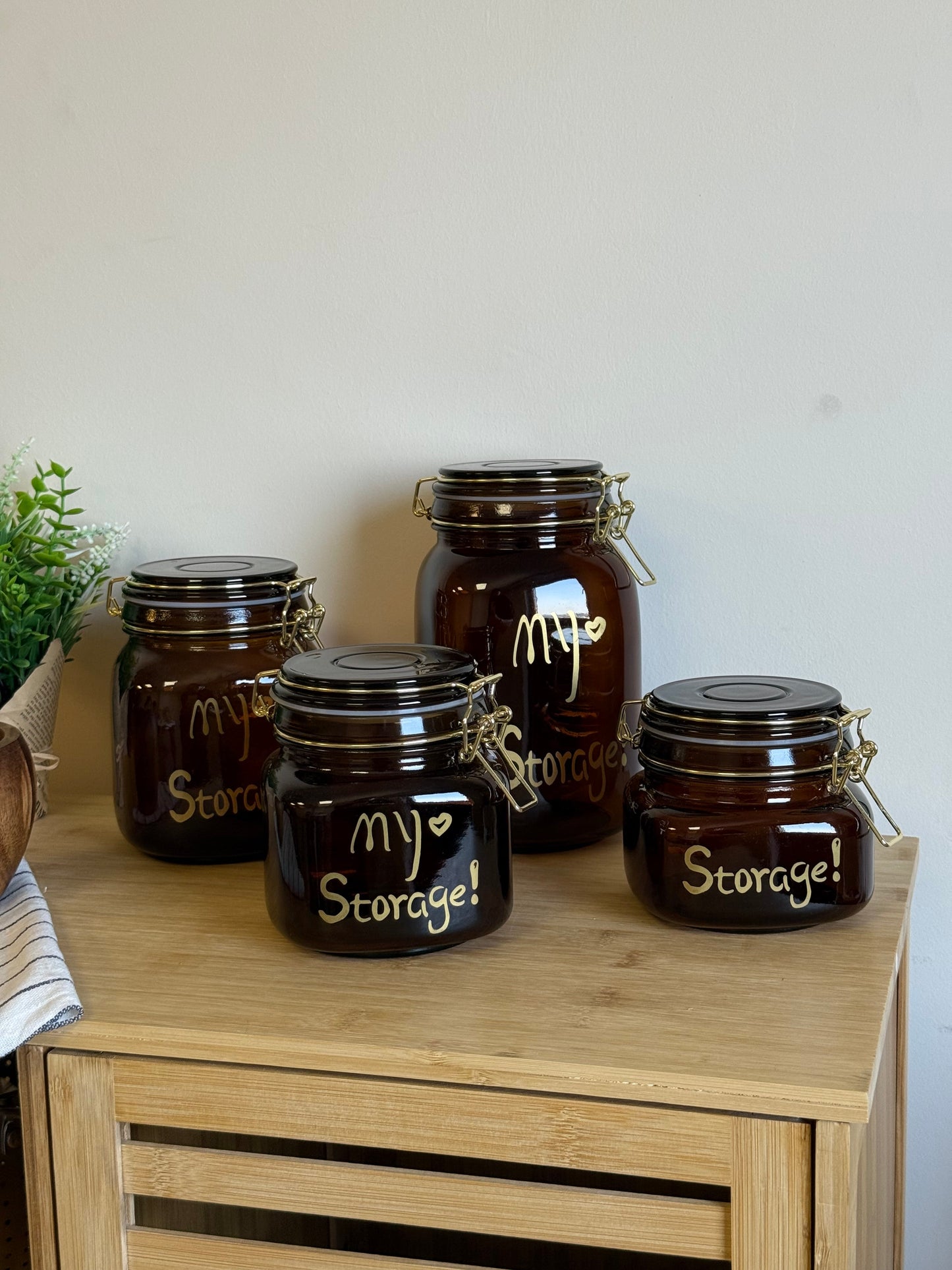 Storage Kilit Kapak Cam Kavanoz Erzak Seti Amber KOD:11332-35