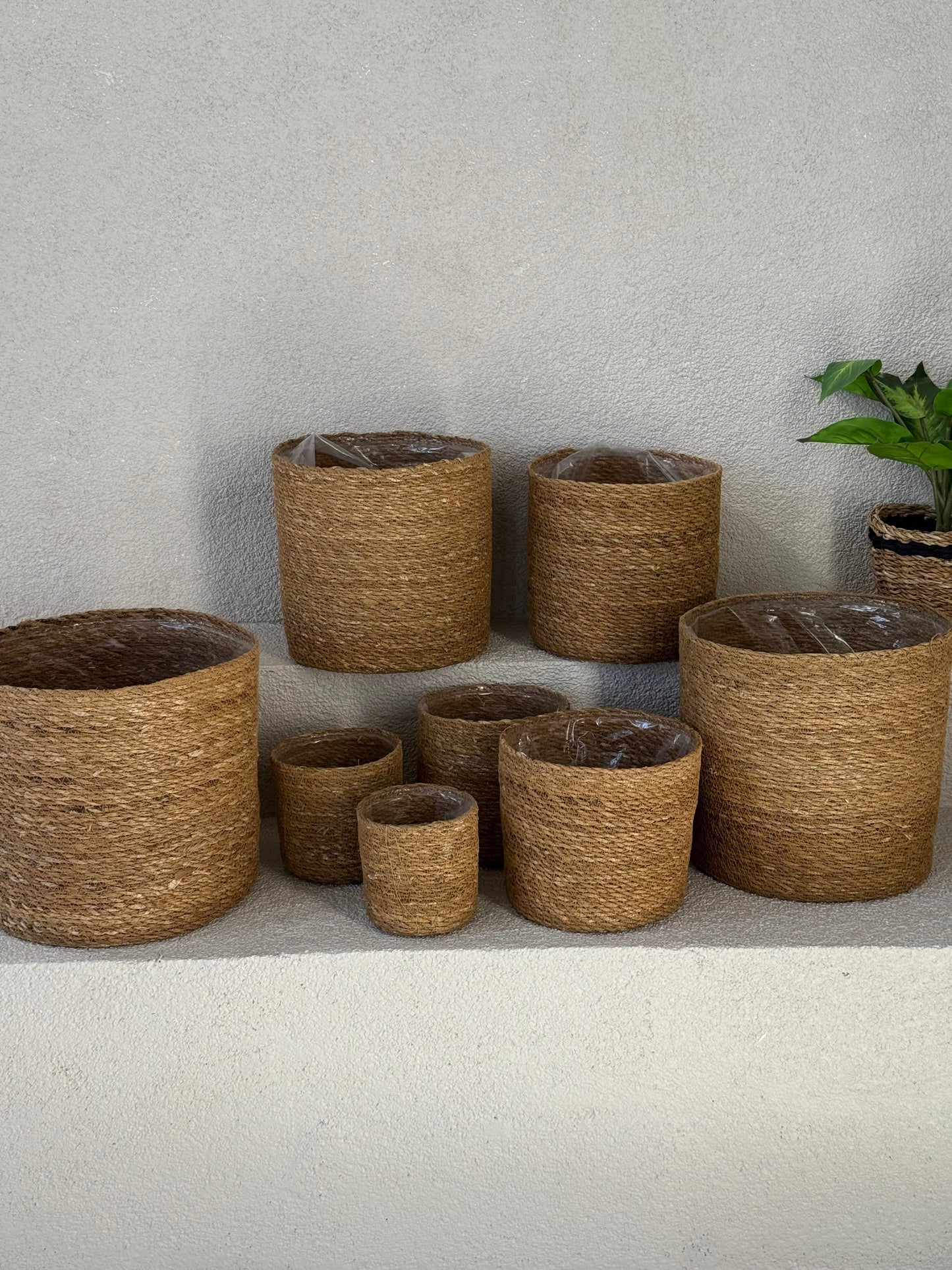 8'li Handmade Hasır Saksı Sepet Organizer Set