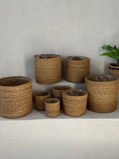 8'li Handmade Hasır Saksı Sepet Organizer Set