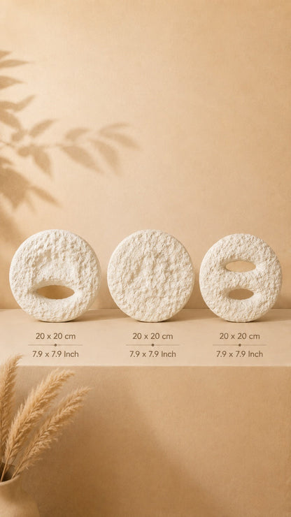 Truzzo Wabi Sabi Beton Görünümlü Duvar Dekoru 3'lü Set Beyaz
