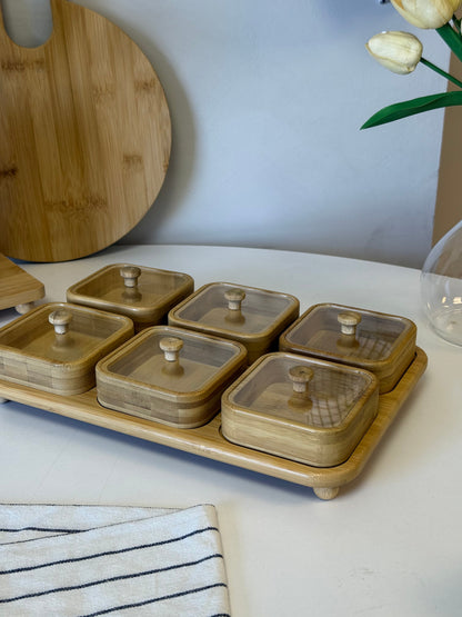 Boho Bambu Standlı Kare Kavaltılık KOD:30450