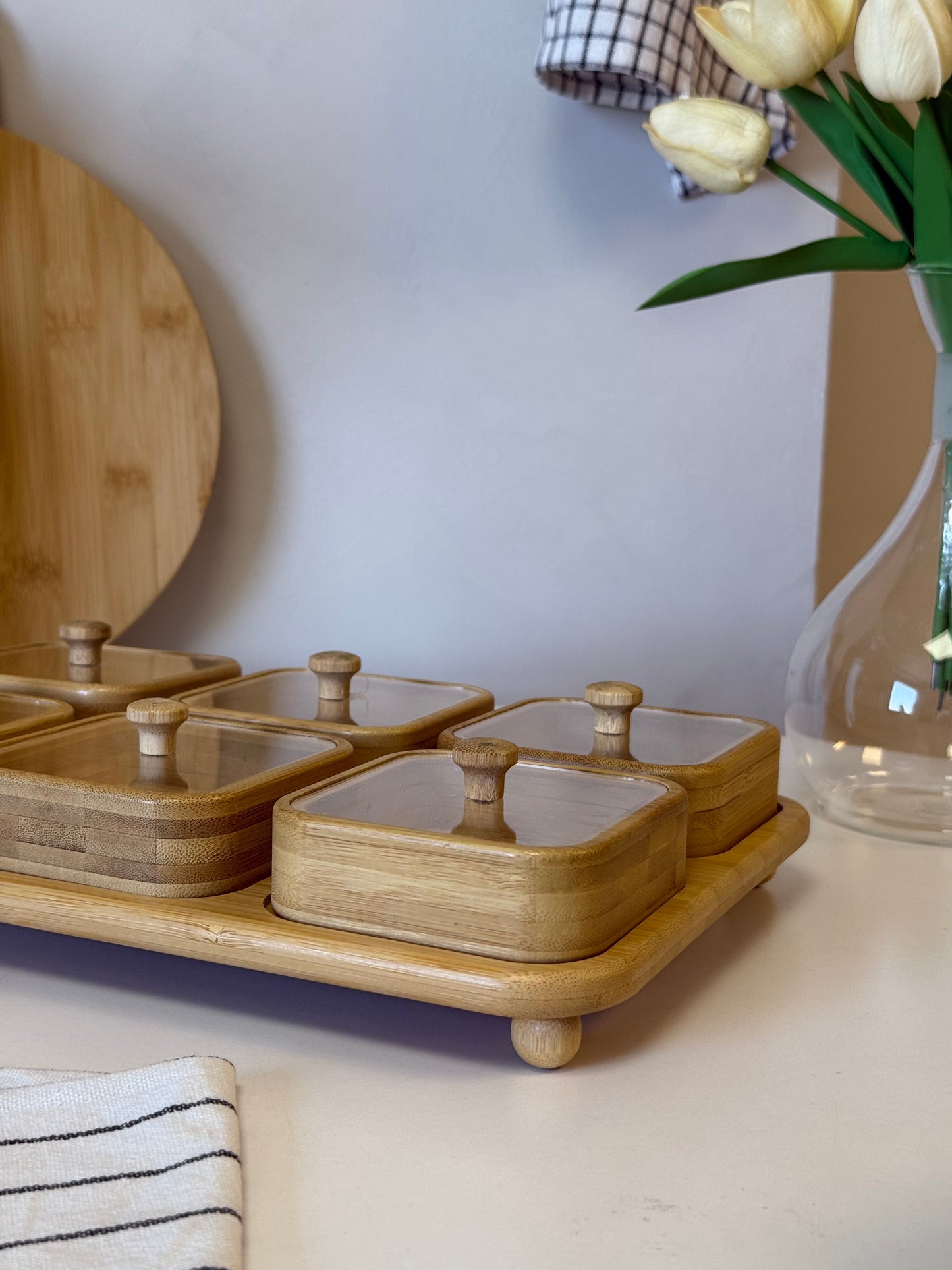 Boho Bambu Standlı Kare Kavaltılık KOD:30450