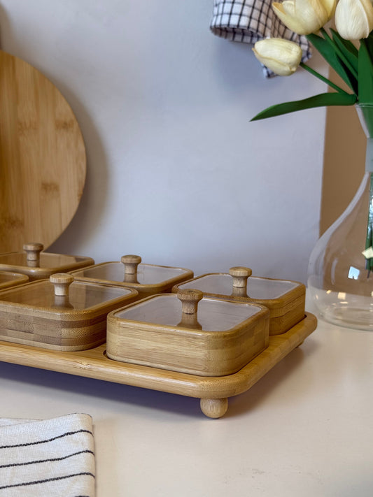 Boho Bambu Standlı Kare Kavaltılık KOD:30450