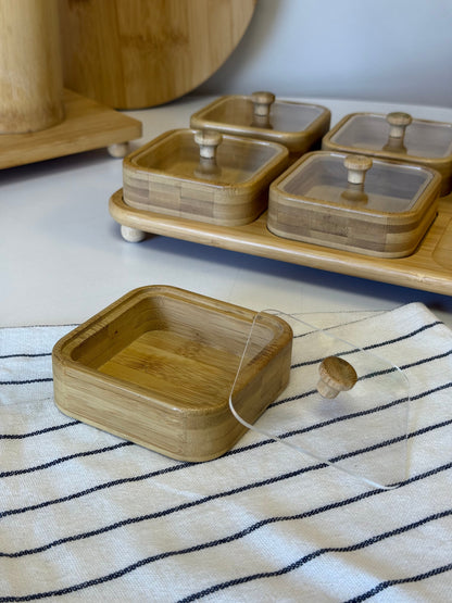 Boho Bambu Standlı Kare Kavaltılık KOD:30450