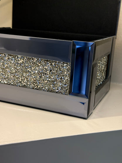 Diamond Aynalı Kristal Detaylı Takı Kutusu Füme KOD:2071