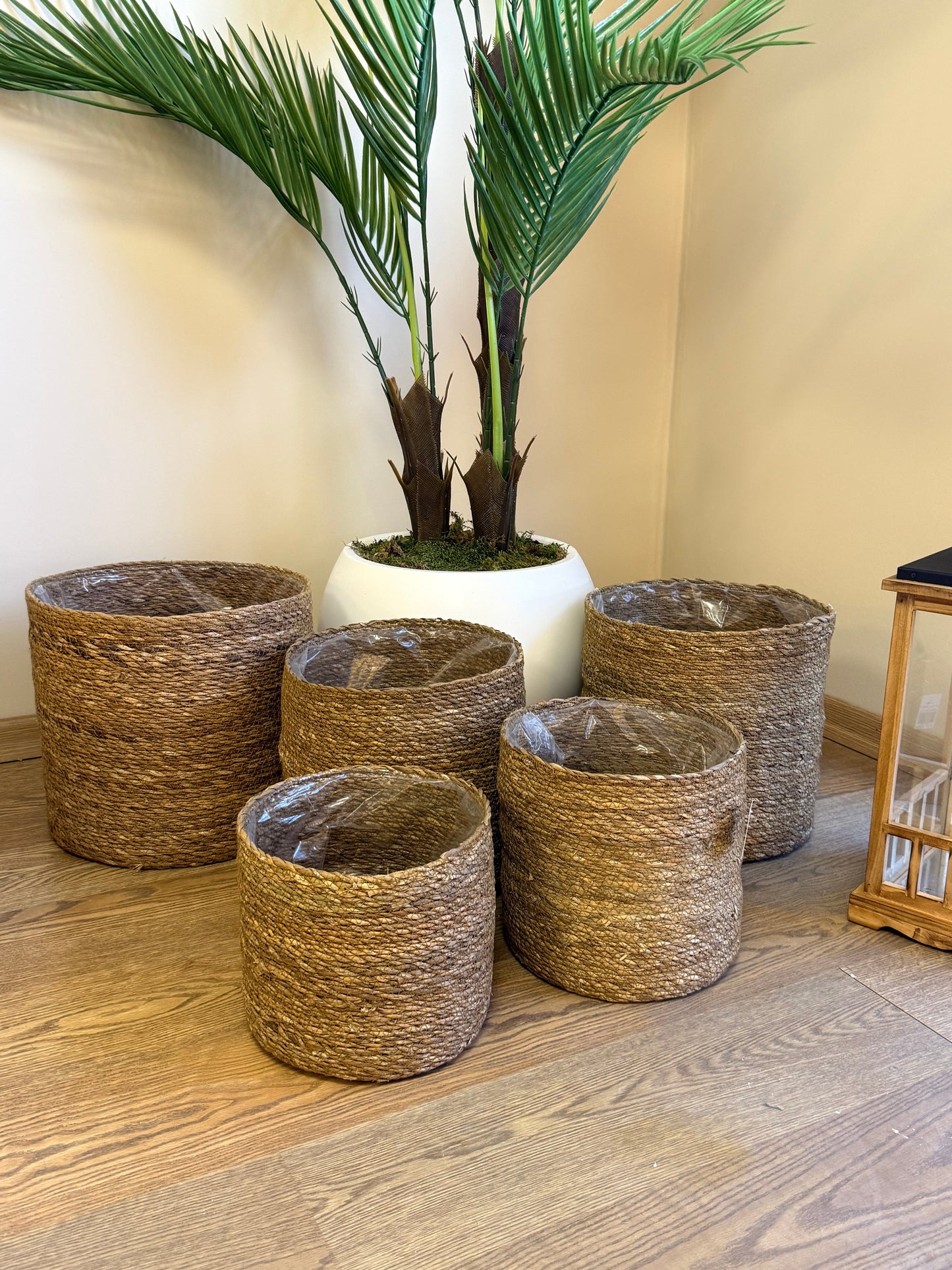 5’li Handmade Hasır Saksı Sepet Organizer Set