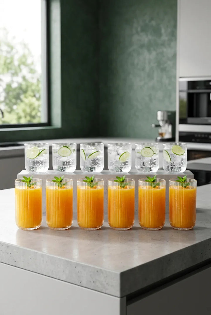 Aster 12 li cam bardak set 6 ad 440ml 6 ad 275ml
