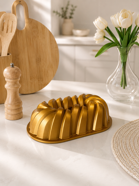 İris Oval Döküm Kek Kalıbı Gold