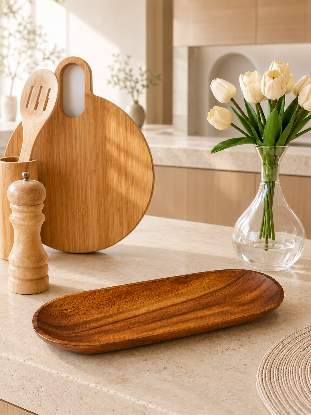 Melo Akasya Ağacı Oval Sunumluk 33x13 cm KOD:0065