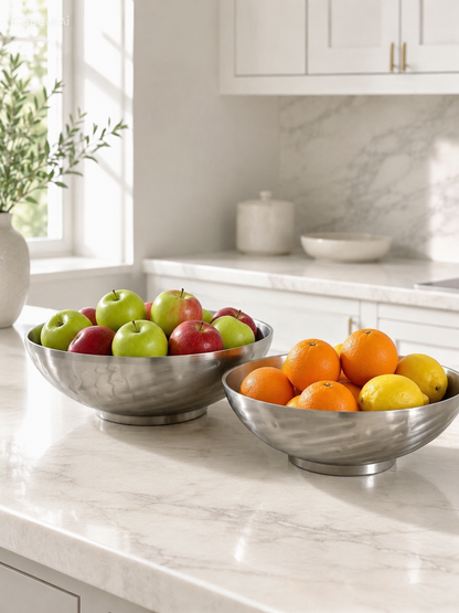 Garden Çift Çidarlı Çizgili İki Boy Çelik Sunum Kase KOD:10076-77