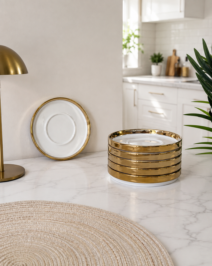 Pama Porselen Yaldızlı Çay Altlığı Seti Gold 6 Adet KOD:0575