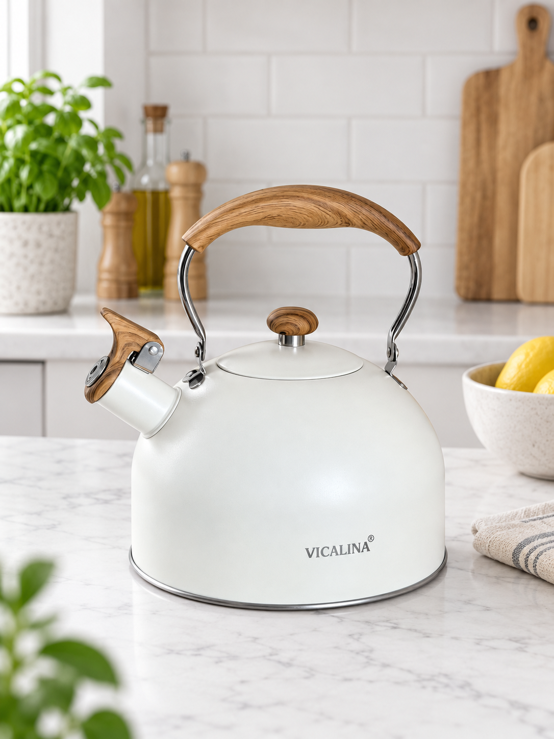 Vicalina Fırın Boya Çaydanlık 2,5 Litre Krem