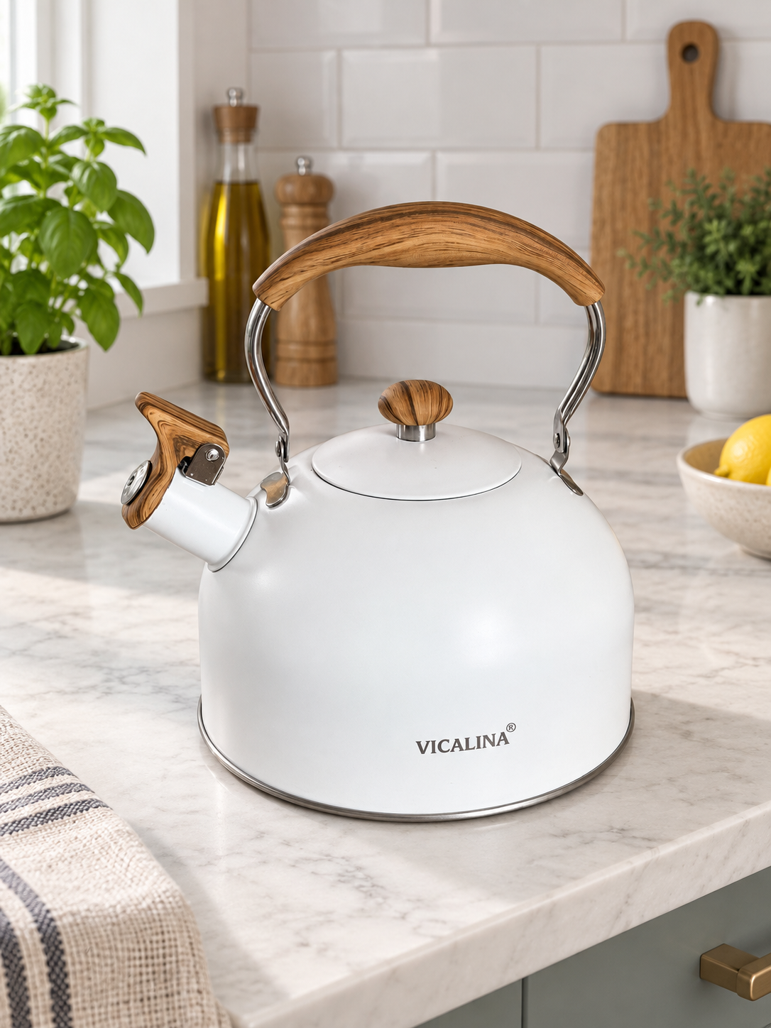Vicalina Fırın Boya Çaydanlık 2,5 Litre Beyaz